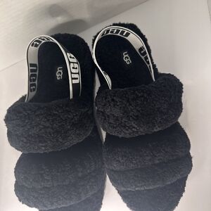UGG Black Fluffy Sandals